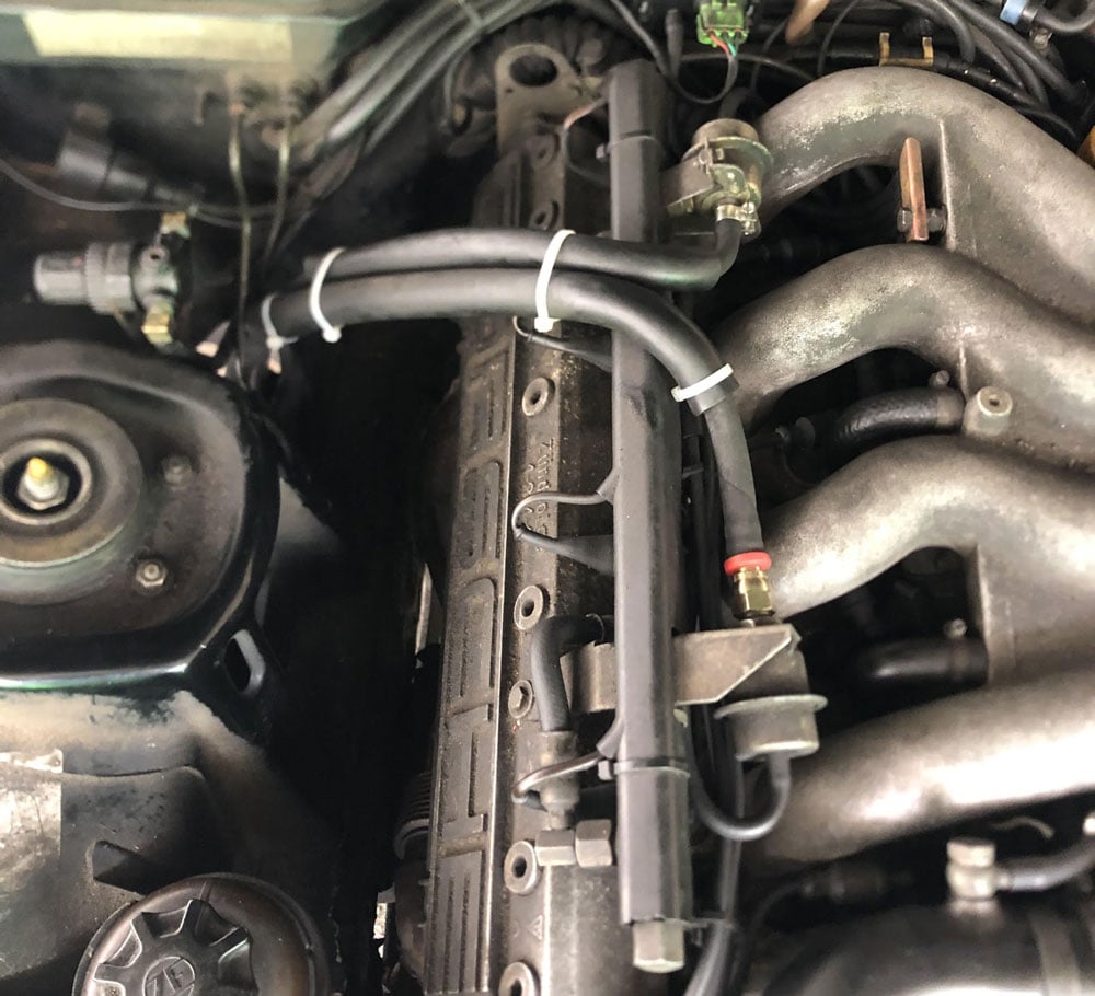 Completed Porsche 944 fuel line installation ready for leak checking